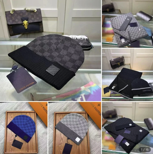 LV Louis Vuitton Beanie & Scarf