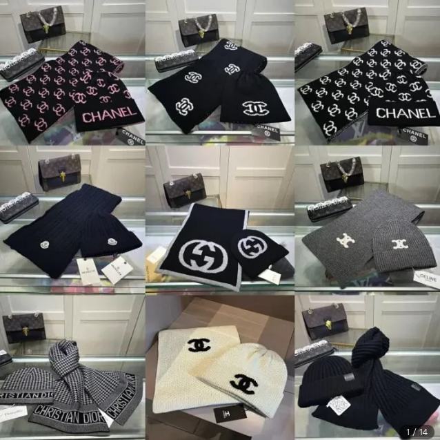 GUCCI Moncler Chanel Louis Vuitton Beanie Scarf