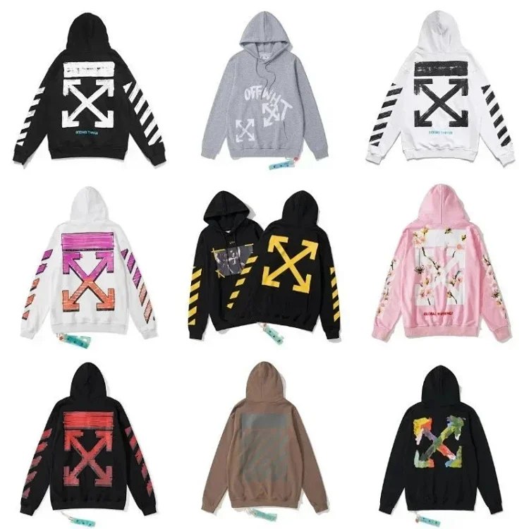 off white Yellow tape cordon couple sweatshirt