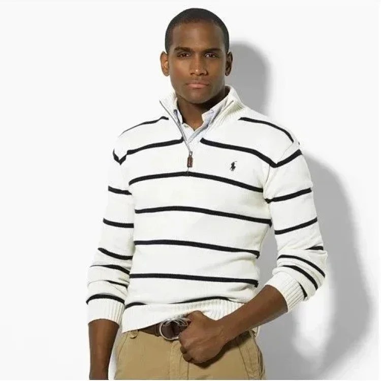 Rah Lauren Paul Morgan Long Sleeve Zipper Striped Sweater（38 styles)